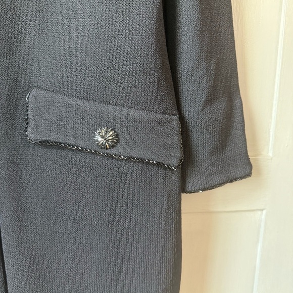 St.John Black Santana Knit Beaded Suit Set Including Longline Blazer and Pants - Picture 15 of 16